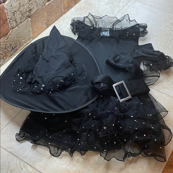 Spirit Child Halloween Costume Girl Glitter Witch Kids Event Size M 8-10 Black - Picture 2 of 13